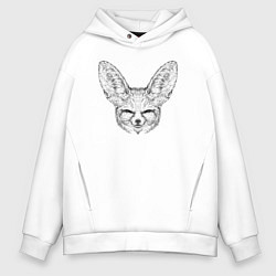 Толстовка оверсайз мужская Голова фенека, цвет: белый