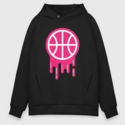 Толстовка оверсайз мужская Pink basketball, цвет: черный