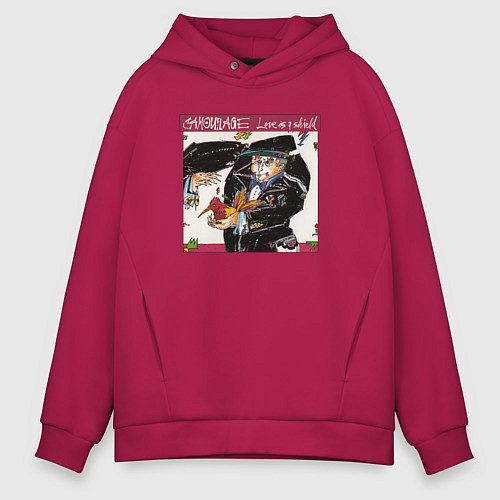 Мужское худи оверсайз Camouflage - Love Is A Shield / Маджента – фото 1