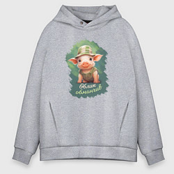 Толстовка оверсайз мужская Милый поросёнок обманчивого вида, цвет: меланж