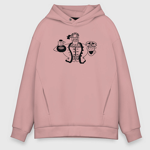 Мужское худи оверсайз Доктор Ливси весёлый / Пыльно-розовый – фото 1