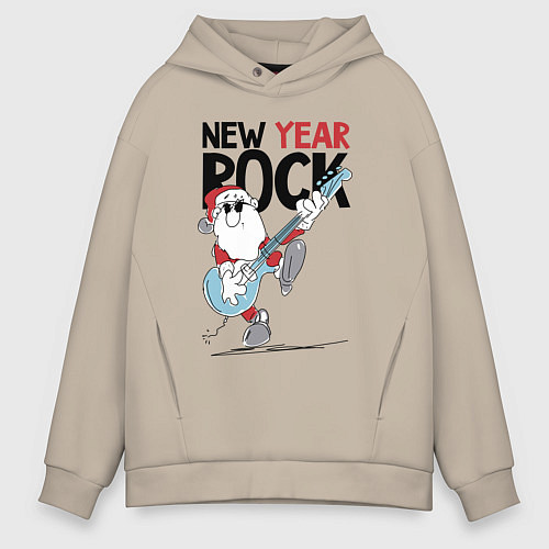 Мужское худи оверсайз New year - rock / Миндальный – фото 1