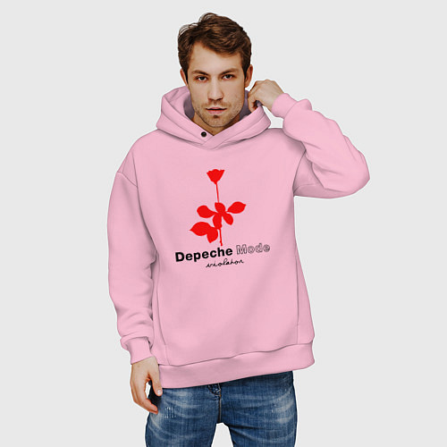 Мужское худи оверсайз Depeche Mode - Violator album logo / Светло-розовый – фото 3