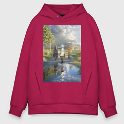 Толстовка оверсайз мужская Фрирен провожающая в путь, цвет: маджента