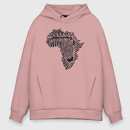 Мужское худи оверсайз Африканская зебра / Пыльно-розовый – фото 1
