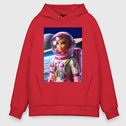Толстовка оверсайз мужская Барби - крутой космонавт, цвет: красный