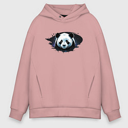 Толстовка оверсайз мужская Грустная панда портрет, цвет: пыльно-розовый