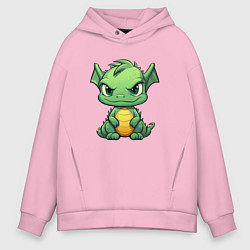 Толстовка оверсайз мужская Добрый дракон 2024 новый год, цвет: светло-розовый