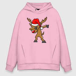 Толстовка оверсайз мужская Deer dabbing, цвет: светло-розовый