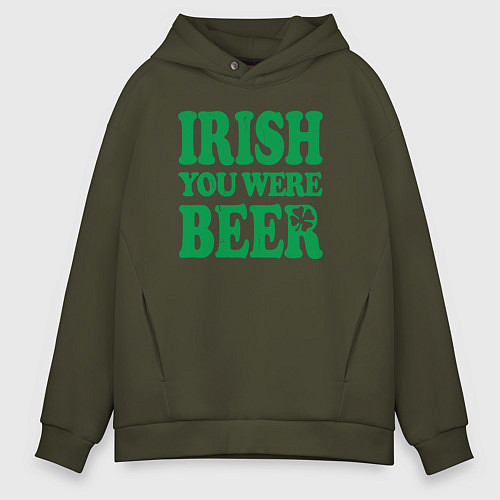 Мужское худи оверсайз Irish you were beer / Хаки – фото 1