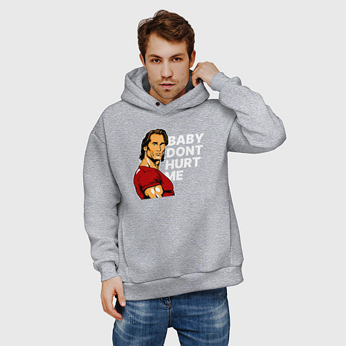 Мужское худи оверсайз Baby dont hurt me - Mike OHearn / Меланж – фото 3