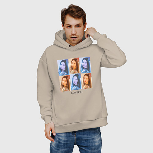 Мужское худи оверсайз Nayeon Twice Girl / Миндальный – фото 3