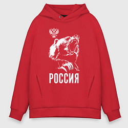 Толстовка оверсайз мужская Русский медведь, цвет: красный