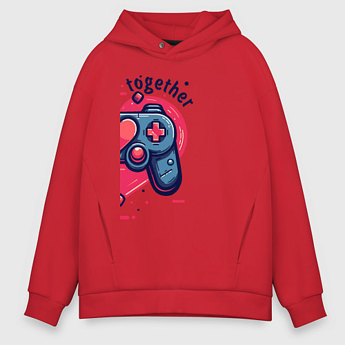 Мужское худи оверсайз Together forever gamepad / Красный – фото 1