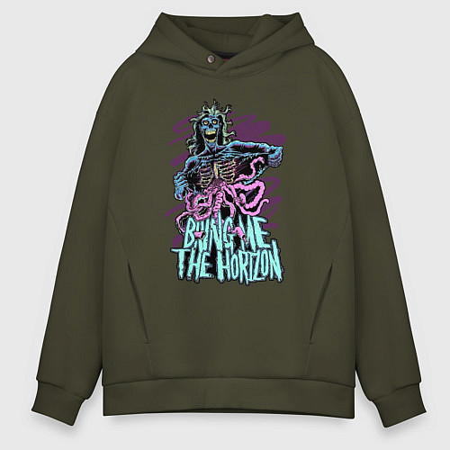 Мужское худи оверсайз Bring Me the Horizon - Zombie / Хаки – фото 1