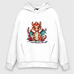 Толстовка оверсайз мужская Дракончик 2024, цвет: белый