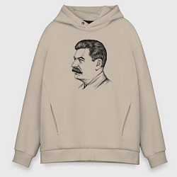 Толстовка оверсайз мужская Сталин в профиль, цвет: миндальный