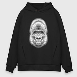 Толстовка оверсайз мужская Морда веселой гориллы, цвет: черный