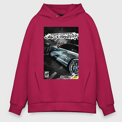Мужское худи оверсайз Most wanted - BMW / Маджента – фото 1