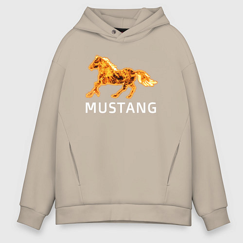Мужское худи оверсайз Mustang firely art / Миндальный – фото 1