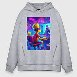 Толстовка оверсайз мужская Барт и Мэгги выбирают персонажа, цвет: меланж