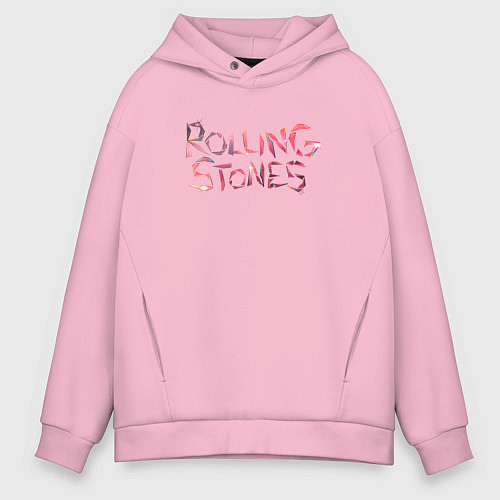 Мужское худи оверсайз The Rolling Stones - logo / Светло-розовый – фото 1