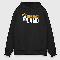 Толстовка оверсайз мужская Defend the land, цвет: черный