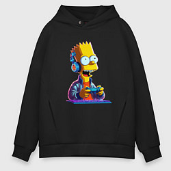 Толстовка оверсайз мужская Bart is an avid gamer, цвет: черный