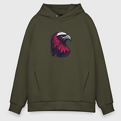 Толстовка оверсайз мужская Красочный орел, цвет: хаки