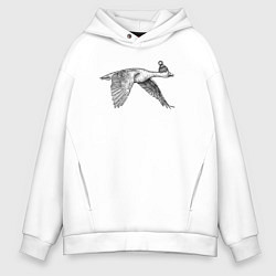 Толстовка оверсайз мужская Гусь летит на юг, цвет: белый