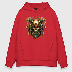 Толстовка оверсайз мужская Стимпанк голова, цвет: красный