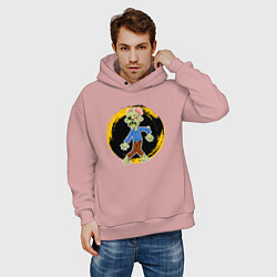 Толстовка оверсайз мужская Мультяшный зомби, цвет: пыльно-розовый — фото 2