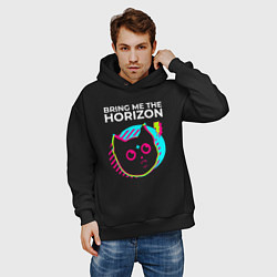 Толстовка оверсайз мужская Bring Me the Horizon rock star cat, цвет: черный — фото 2