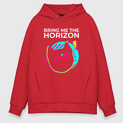 Толстовка оверсайз мужская Bring Me the Horizon rock star cat, цвет: красный