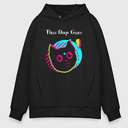 Толстовка оверсайз мужская Three Days Grace rock star cat, цвет: черный