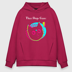 Толстовка оверсайз мужская Three Days Grace rock star cat, цвет: маджента