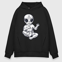 Толстовка оверсайз мужская Baby alien, цвет: черный