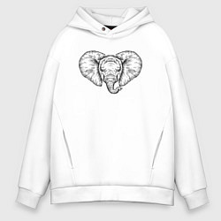 Толстовка оверсайз мужская Голова слоненка, цвет: белый