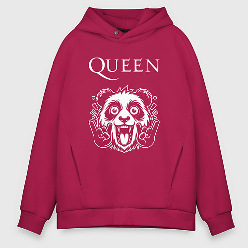 Мужское худи оверсайз Queen rock panda / Маджента – фото 1