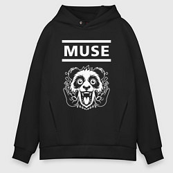 Толстовка оверсайз мужская Muse rock panda, цвет: черный