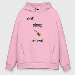 Толстовка оверсайз мужская Eat sleep champagne repeat, цвет: светло-розовый