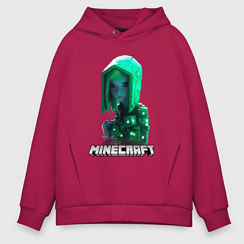 Мужское худи оверсайз Minecraft зеленая девушка / Маджента – фото 1