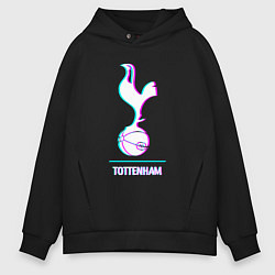 Толстовка оверсайз мужская Tottenham FC в стиле glitch, цвет: черный