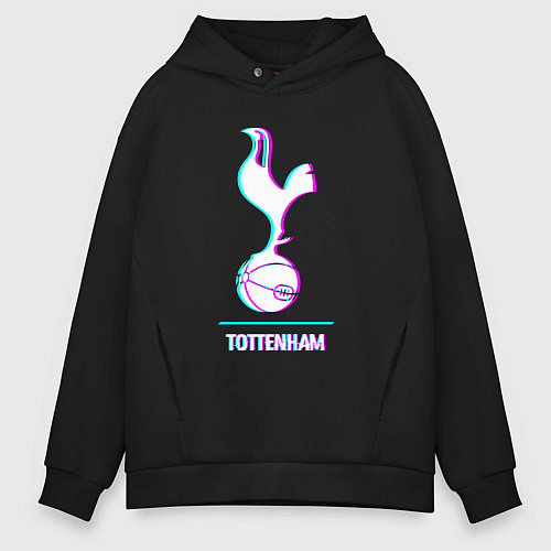 Мужское худи оверсайз Tottenham FC в стиле glitch / Черный – фото 1