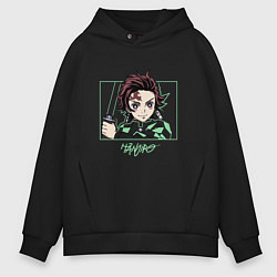 Толстовка оверсайз мужская Красавчик Тандзиро Камадо, цвет: черный