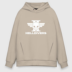 Толстовка оверсайз мужская Helldivers 2 лого, цвет: миндальный