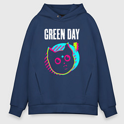 Толстовка оверсайз мужская Green Day rock star cat, цвет: тёмно-синий