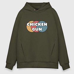 Толстовка оверсайз мужская Chicken gun круги, цвет: хаки