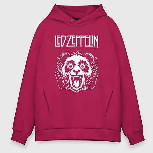 Мужское худи оверсайз Led Zeppelin rock panda / Маджента – фото 1