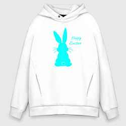 Толстовка оверсайз мужская Пасхальный кролик бирюзовый, цвет: белый